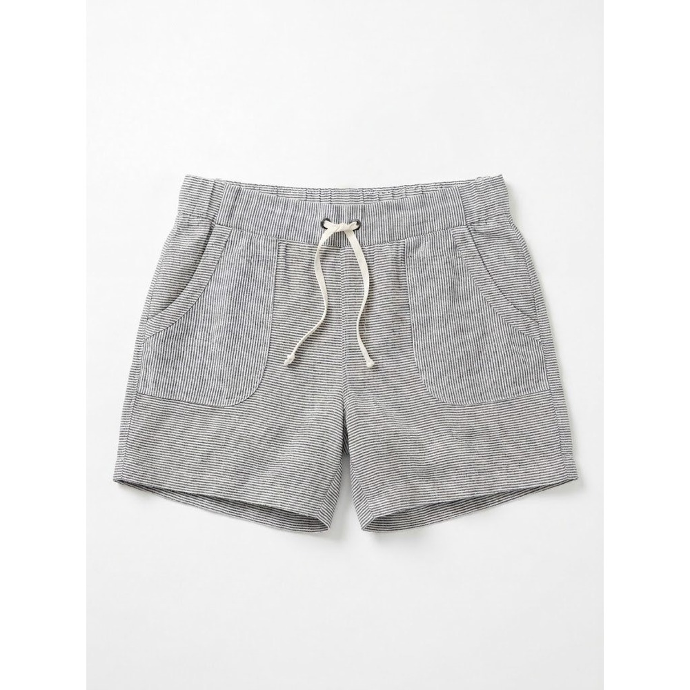 Athleta Linen Shorts Womens Blue Size 10 Striped Elastic Drawstring Pockets